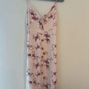 Mimi Chica Floral Tie-Front Midi Dress with Cutout